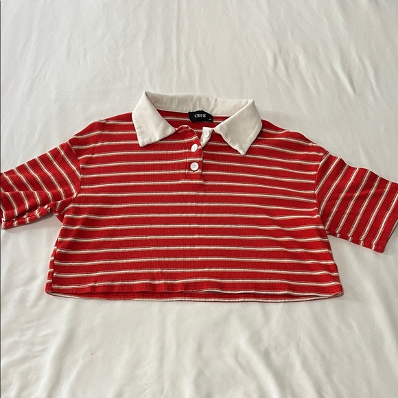 Cider Cropped Striped Polo - Picture 1 of 4